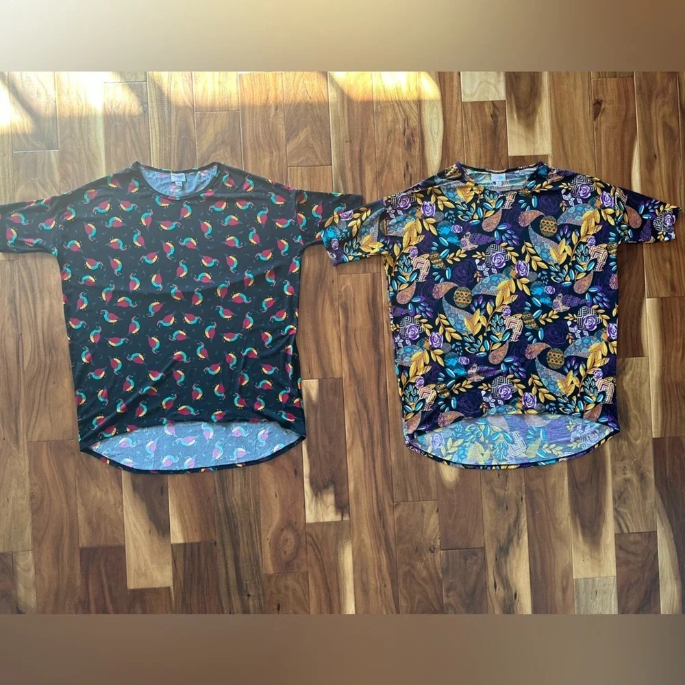 LuLaRoe Bundle of Two Slinky Material Irma Tunic Shirts size Medium